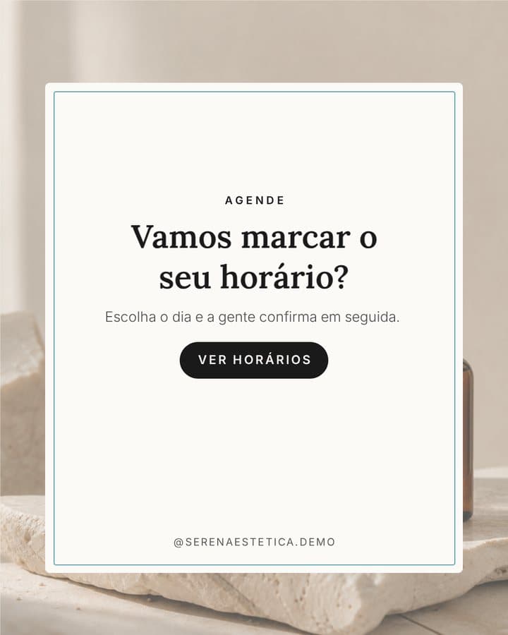 Arte de estética convidando para agendar um horário